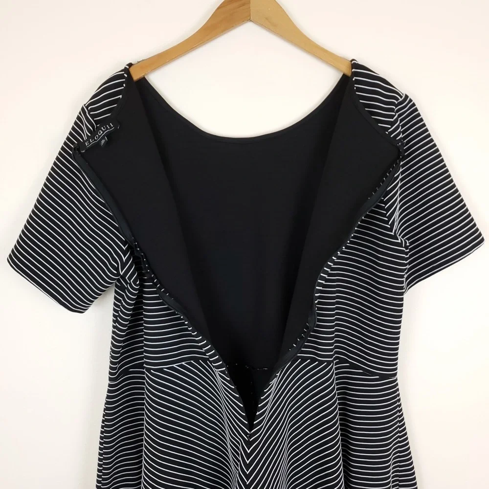 Eloquii Fit and Flare Black & White Stripe Dress - Picture 6 of 6